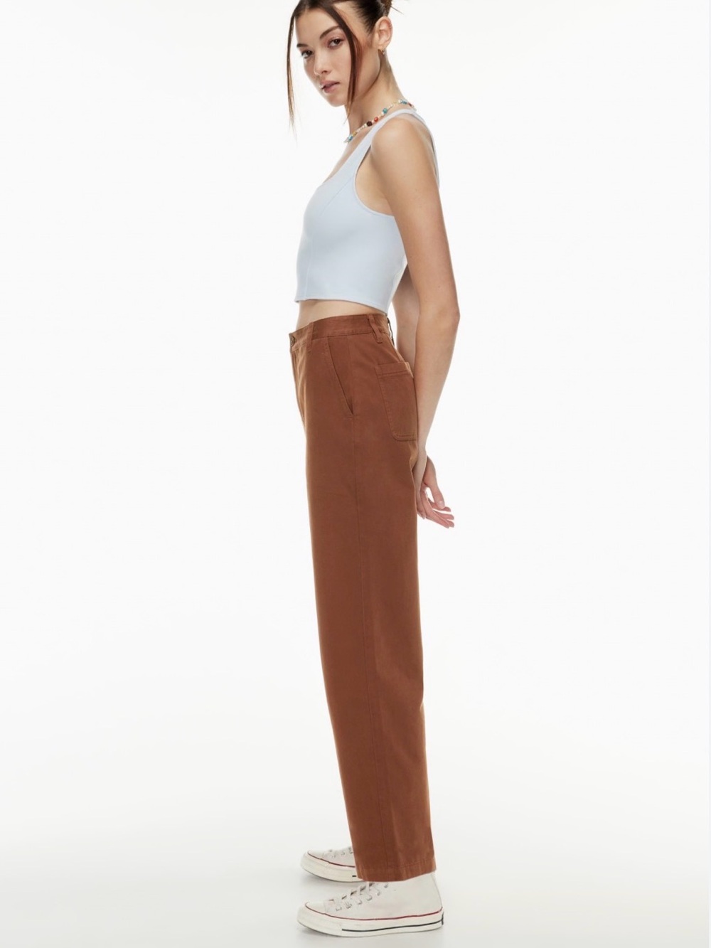 Aritzia Sun-deh Brown High-Waist Straight Trousers